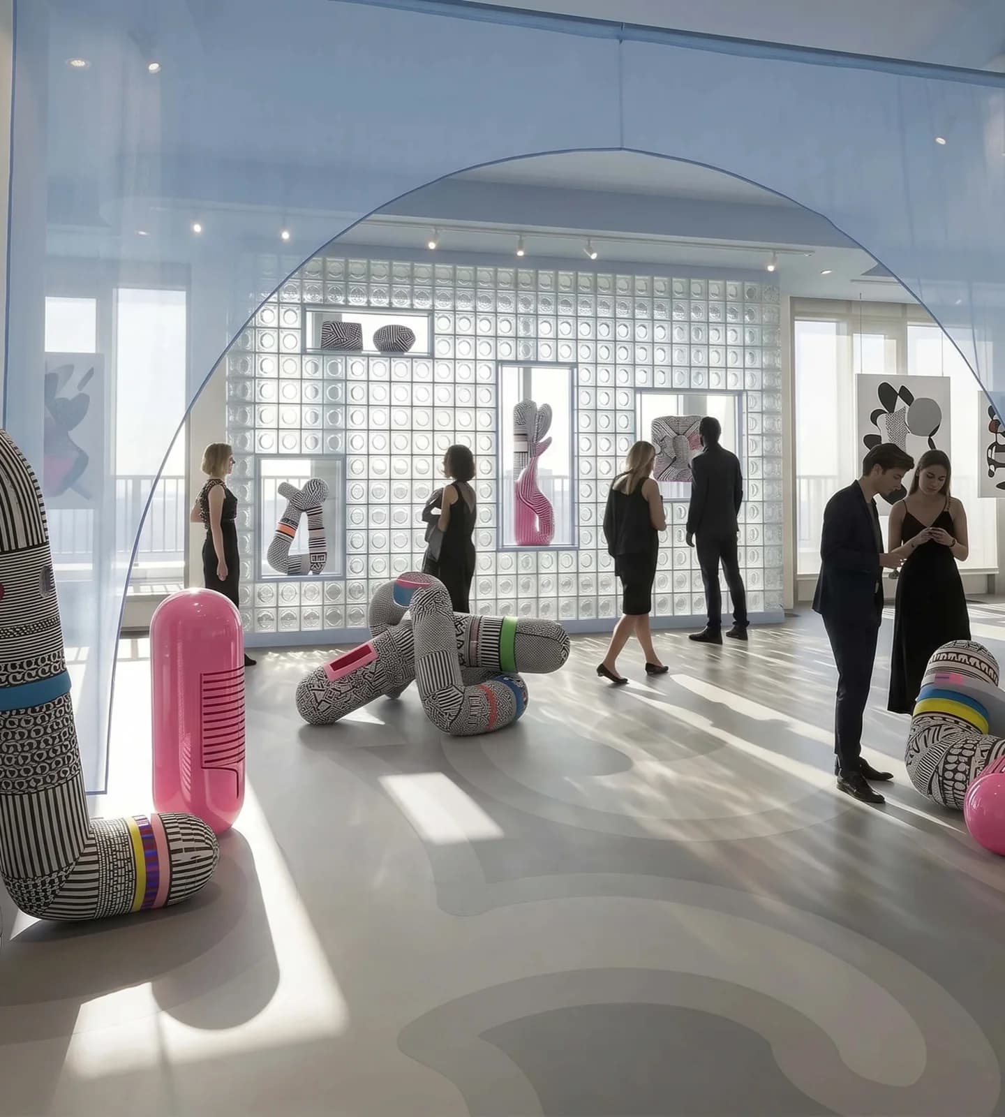 Guests at an exhibition in the Cloud9 gallery